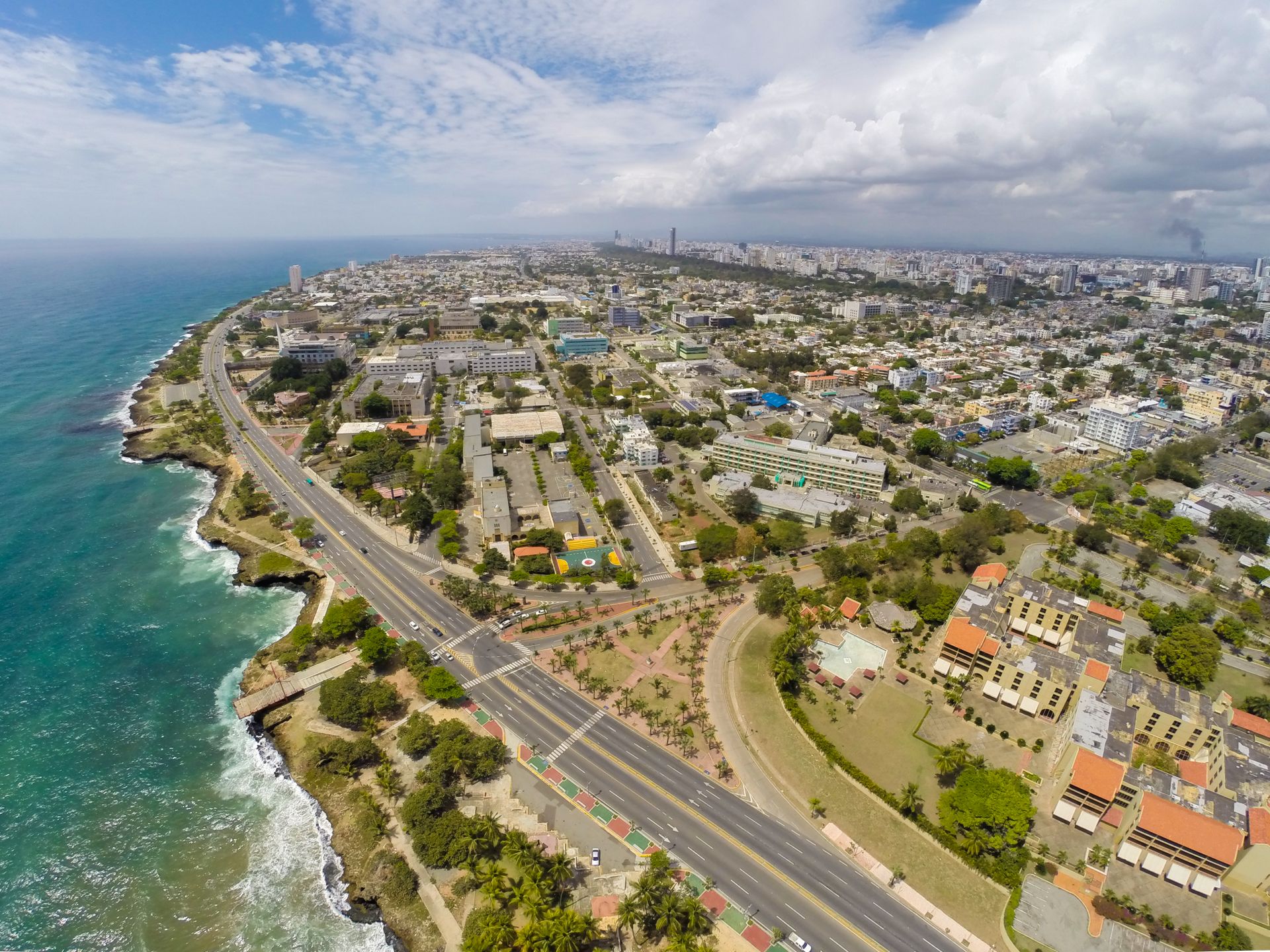 Santo Domingo skyline with residential buildings in the foreground